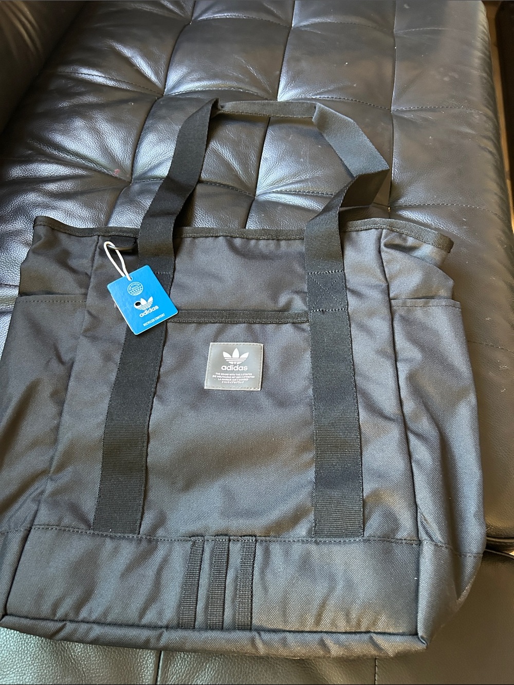 adidas Originals Black Duffel Tote with Webbed Straps